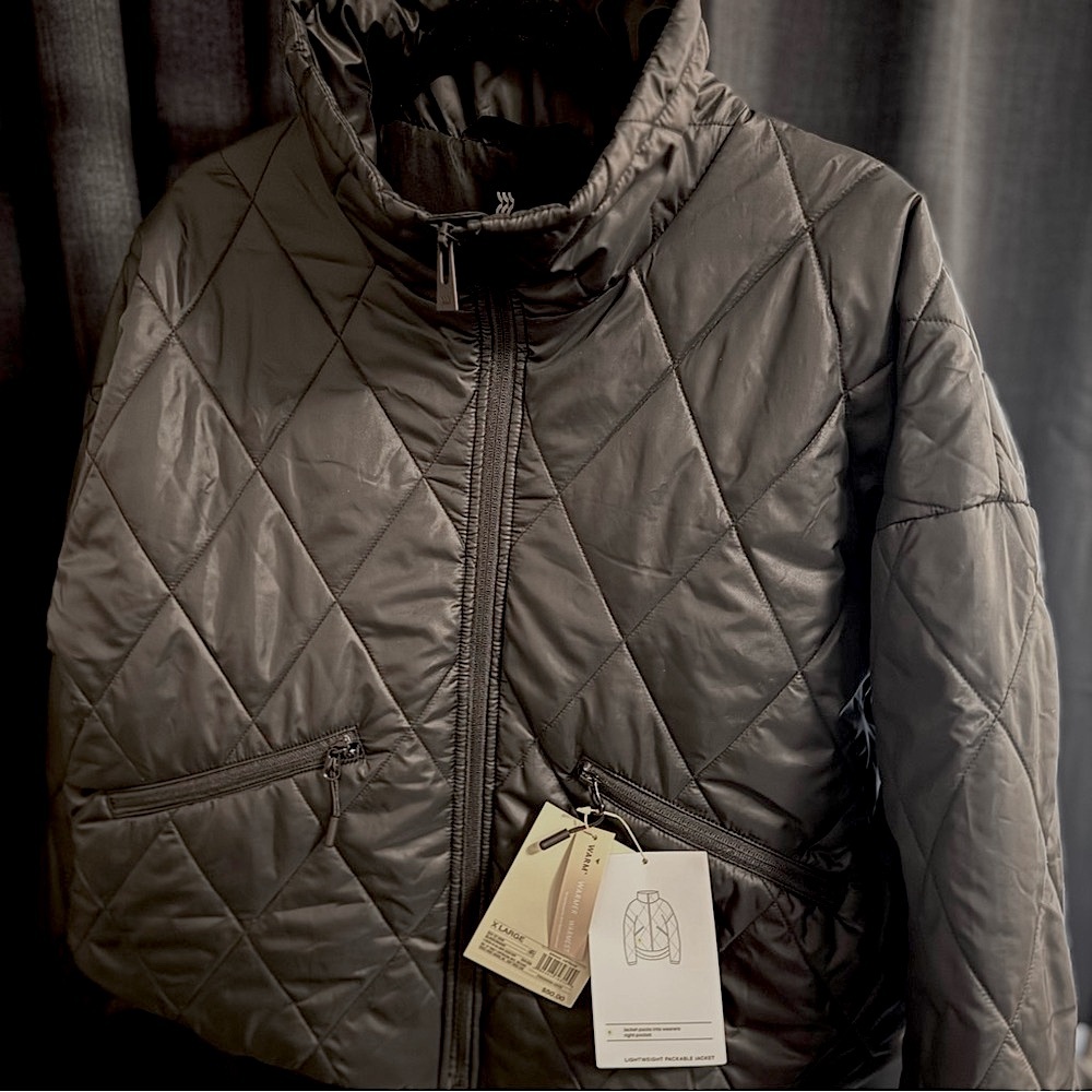 Packable Puffer Zip Up Jacket, All In Motion Women's X Large, Black